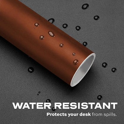 STATIK TaskPad Leather Mouse Pad for Desktop - Large Waterproof Desk Cover on Top of Desks, Big Gaming Surface Area 35.4" x 16.5" - Double-Sided XL Keyboard Mat (Brown, Grey)