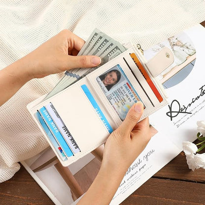 GAEKEAO Slim Wallet for Women, RFID Blocking Credit Card Holder Bifold Wallet with Zipper Coin Pocket, ID Window