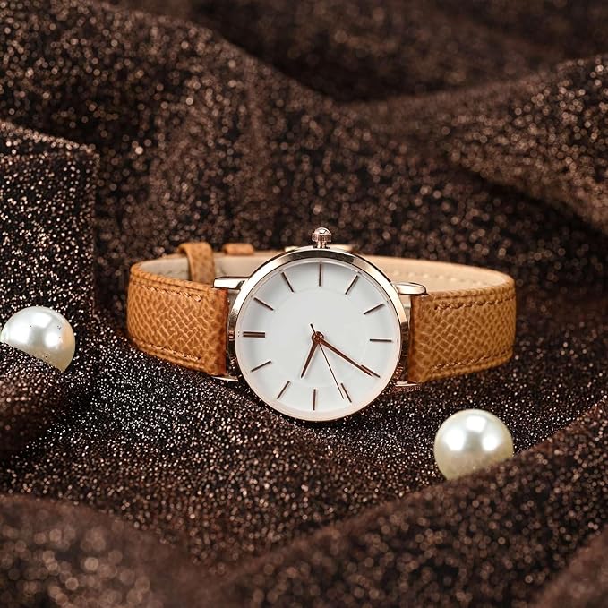 WOCCI 18mm Grace Leather Watch Band for Ladies, Top Grain Leather, Quick Release Replacement Strap with Rose Gold Buckle (Apricot Tan)