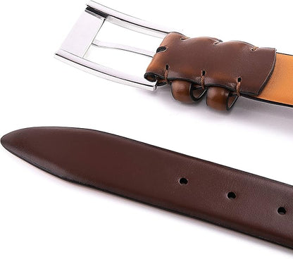 Fabio Valenti Genuine Leather Dress Belts For Men - Mens Belt For Suits, Jeans, Uniform With Single Prong Buckle