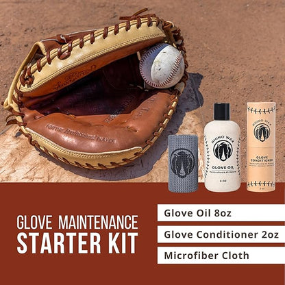 Rhino Wax - Baseball Glove Conditioner Kits - Clean, Condition, and Maintain Your Baseball Glove with one of Our 3 Maintenance Kits - Protect Your Mitts - Proudly Made in USA (Not China)