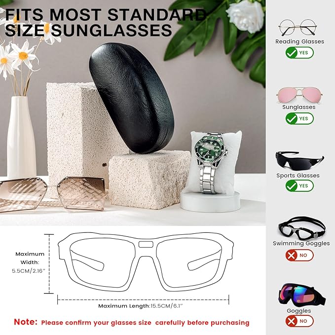 molshine Hard Shell Sunglasses Case,Classic Large Glasses Case for Sunglass, Eyeglasses with Cleaning Cloth, Pocket
