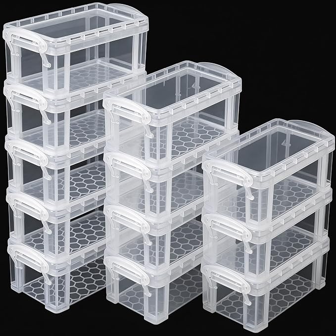 testyu Small Plastic Box, 5" X 2.8" X 2" Stackable Mini Storage Box with Lid, Clear Organizer Container for Jewelry Beads, Small Crafts Items Accessories - -12 Pack