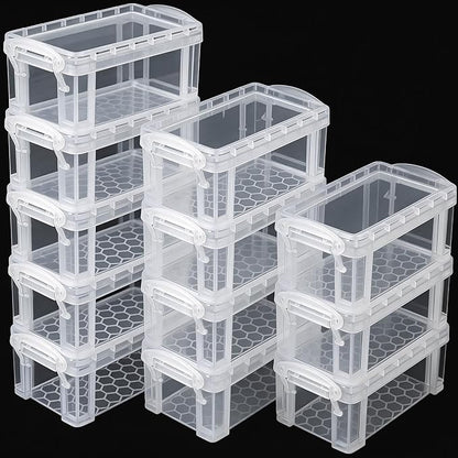 testyu Small Plastic Box, 5" X 2.8" X 2" Stackable Mini Storage Box with Lid, Clear Organizer Container for Jewelry Beads, Small Crafts Items Accessories - -12 Pack