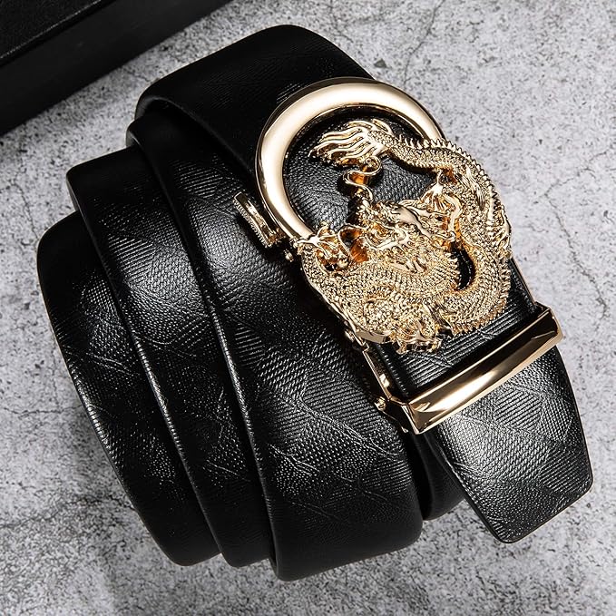 Barry.Wang Mens Belts Leather Ratchet Automatic Buckle Slide Click 1 3/8" Designer Dress Fashion Classic Casual Work Business