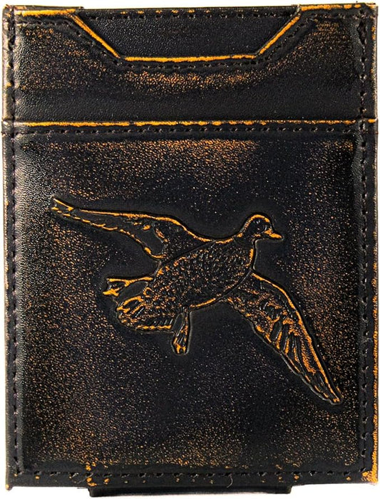 ZEP-PRO Mallard Burnished Leather Magnetic Front Pocket Wallet, Slim Stylish for Men