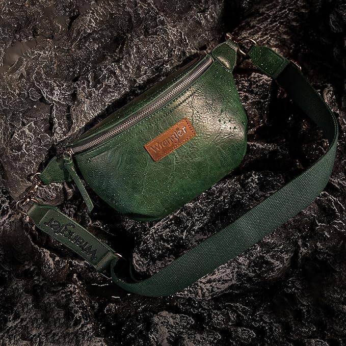 Wrangler Large Fanny Packs for Women Waist Bag Travel Belt Bags Crossbody Sling Purse WG82-194GN