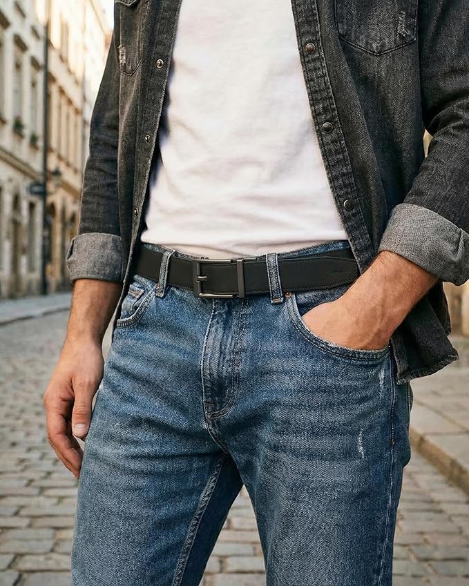 CHAOREN Ratchet Belts for Men - 1.5" Mens Belt Genuine Leather for Causual Jeans - Customizable Style, Versatile Fit
