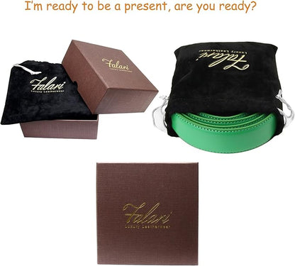 Falari Men Genuine Leather Casual Dress Belt With Single Prong Buckle, Classic Style Belt