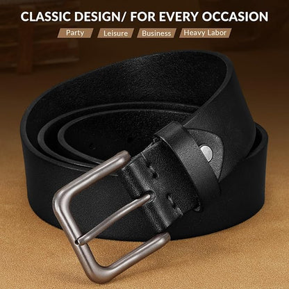 Men's Leather Belt Full Grain Leather Belts for Men Handmade Real Solid Top-Grain Leather Heavy-Duty Work Belt Gifts