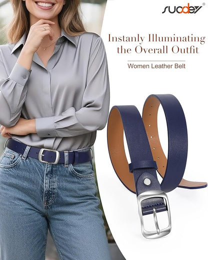 SUOSDEY Women Belts For Jeans Dresses Pants Ladies Leather Waist Belt with Elegant Buckle, Width 1.3"