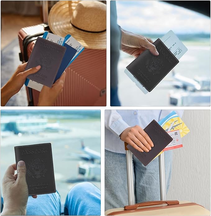 Shvigel Genuine Leather Passport Cover – Passport Holder for Men & Women – Crazy Horse Leather Travel Wallet Brown