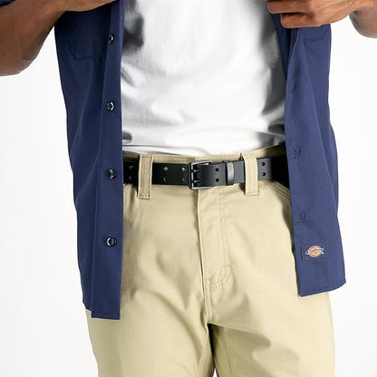Dickies Men's Double Prong Leather Work Belt – Fully Adjustable, Regular & Big and Tall Sizes