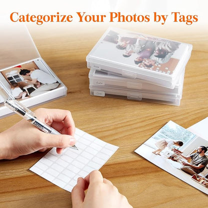 Lifewit 4x6 Photo Storage Box, 20 pcs Inner Photo Case with Lids, Clear Photo Organizers with 1 Sheet Label Sticker, Plastic Craft Storage Box for Seeds Sticker Cards Pictures Stamps Office Supplies