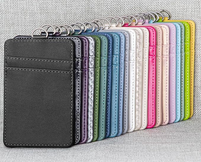 Leather Badge Holder and Adjustable Retractable Lanyards, Quick Release Buckle and Safety Breakaway Lanyards with Swivel Metal Clasp for Offices, Staff, Students, Employees