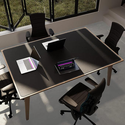 CENNBIE HUGE180 70.8" x 47" Black Leather Desk Mat for Conference Table, Dining Table, Work Table, Banquet Tables, Library Table