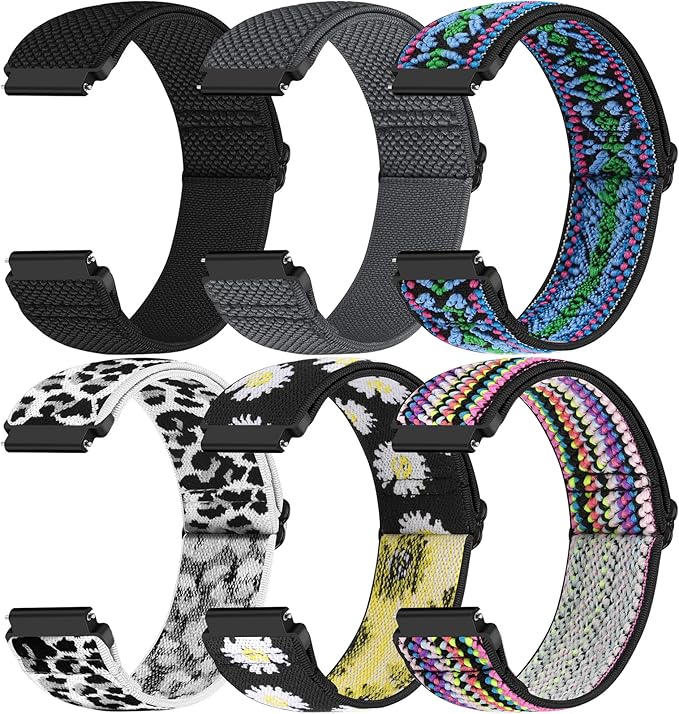 19mm Quick Release Elastic Band Compatible with GRV FC1/FC5/Willful/YAMAY/Letsfit/LETSCOM/TEMINICE/LIFEBEE/Lintelek/ ID205 ID205L ID205G ID205S ID205U/Blackview/UMIDIGI Nylon Strap Women Men