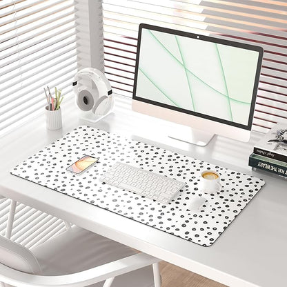 Colorful Star Boho Desk Mat, XXL Mouse Pad Desk Pad Boho Desk Accessories for Women Office Decor, Non-Slip Rubber Base Waterproof Leather Computer Desk Mat, Polka Dot Gaming Mousepad, 31.5" x15.7"