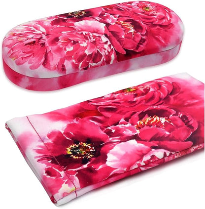 MyEyeglassCase Hard Shell Glasses case, Medium Eyeglasses Holder, Easy Open Lip for Men Women, Portable Sleeve Pouch & Cloth