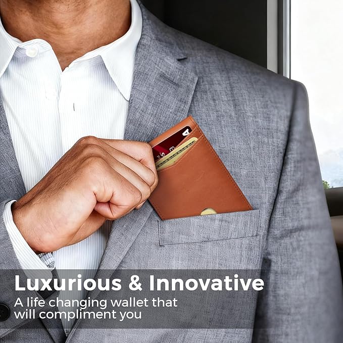 Zitahli Genuine Leather Wallet for Men 12 Card Slim Mens Wallets Bifold RFID Blocking with Money Clip & ID Window Thin Minimalist Card Holder Wallet with Gift Box