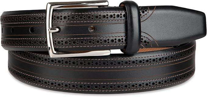 Cole Haan Men's Black Leather Dress Belt - Classic Style With Polished Buckle for Work Or Formal Wear