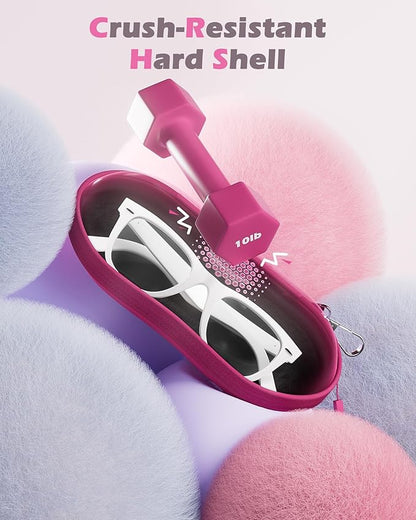 ProCase Sunglasses Case, Hard EVA Shell Shockproof Eyeglass Case for Men Women with Metal Hanging Hook and Velvet Lining, Travel Zipper Sport Glasses Holder Organizer for Gifts- Raspberry