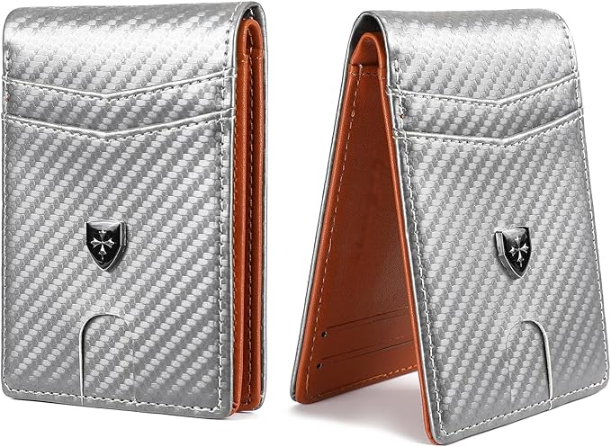 Mens Wallet Leather Credit Card Holder Slim Bifold RFID Blocking Front Pockets Minimalist Wallets for Men with ID Window