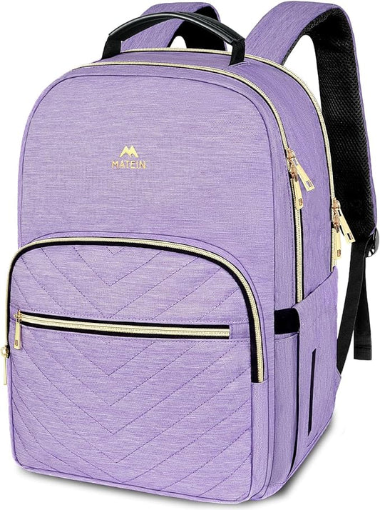 MATEIN 17 Inch Laptop Backpack, Womens Travel Laptop Backpack, Large Water Resistant College Teacher Nurse Work Bag Lightweight Daypack Computer Bagpack, Light Purple