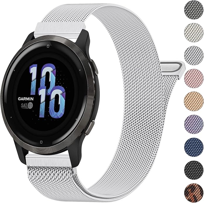 18mm Metal Bands for Garmin Venu 3S / Venu 4 41mm / Venu 2S / Vivoactive 4S / Vivomove 3S / Forerunner 265s Watch Bands, Quick Release Stainless Steel Metal Replacement Wristband Strap for Garmin Forerunner 255s/265s Bands Women Men