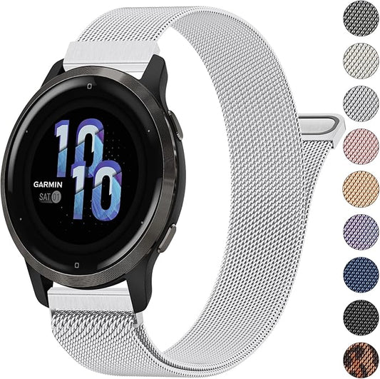 18mm Metal Bands for Garmin Venu 3S / Venu 4 41mm / Venu 2S / Vivoactive 4S / Vivomove 3S / Forerunner 265s Watch Bands, Quick Release Stainless Steel Metal Replacement Wristband Strap for Garmin Forerunner 255s/265s Bands Women Men