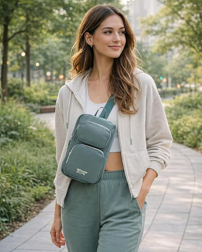 Reebok Unisex Crossbody Sling Bags – Compact Convertible Strap Cross Body Bag Travel Sling Bag - Gym & Travel Essential, Mikayla Green