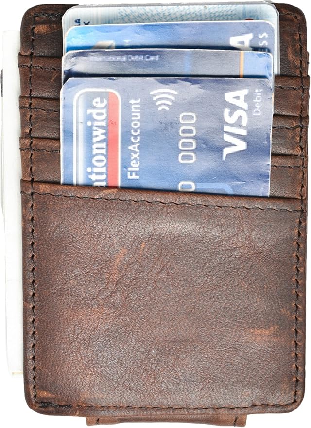 Money Clip RFID Front Pocket Wallet Men Leather Slim Minimalist Wallet
