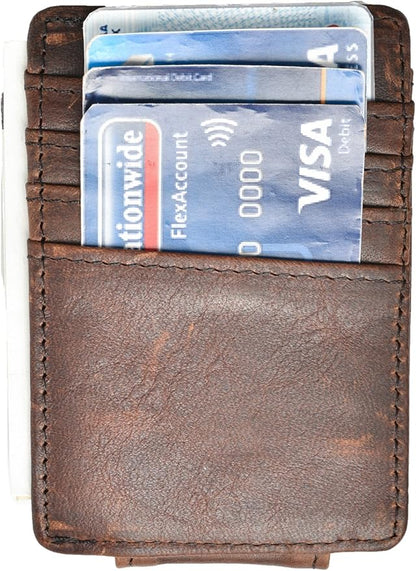 Money Clip RFID Front Pocket Wallet Men Leather Slim Minimalist Wallet