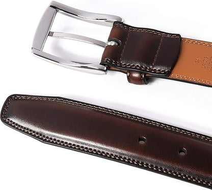 Fabio Valenti Genuine Leather Dress Belts For Men - Mens Belt For Suits, Jeans, Uniform With Single Prong Buckle