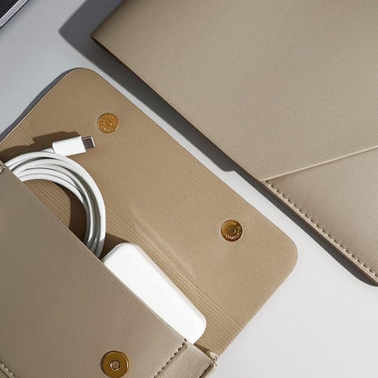 Laptop Sleeve Compatible with 2024 13inch MacBook Air M3,13 MacBook Pro M2, Surface Pro 3 4 5 6 7, Dell XPS 13 with Small Pouch, Mouse Pad and Cord Holder Color Khaki
