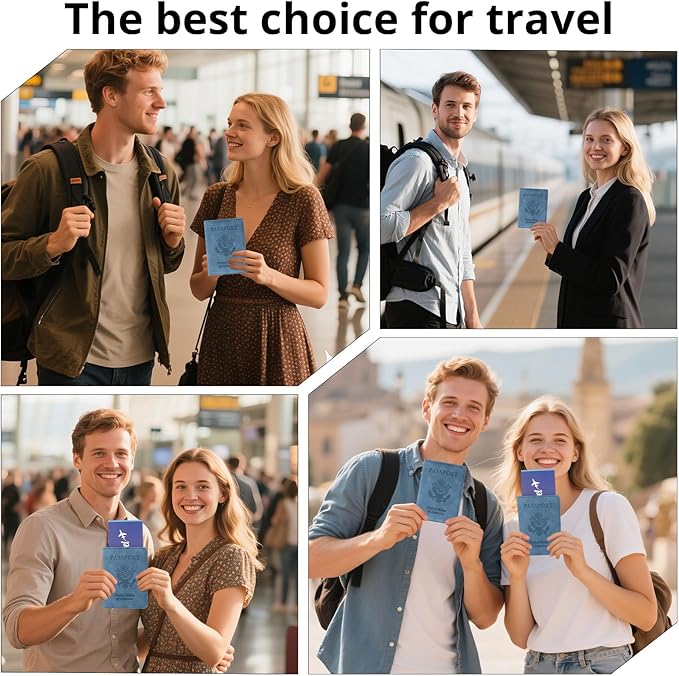 Passport Holder for Travel Essentials,RFID Blocking Passport Cover Wallet Card Case for Women and Men (Navy Blue)