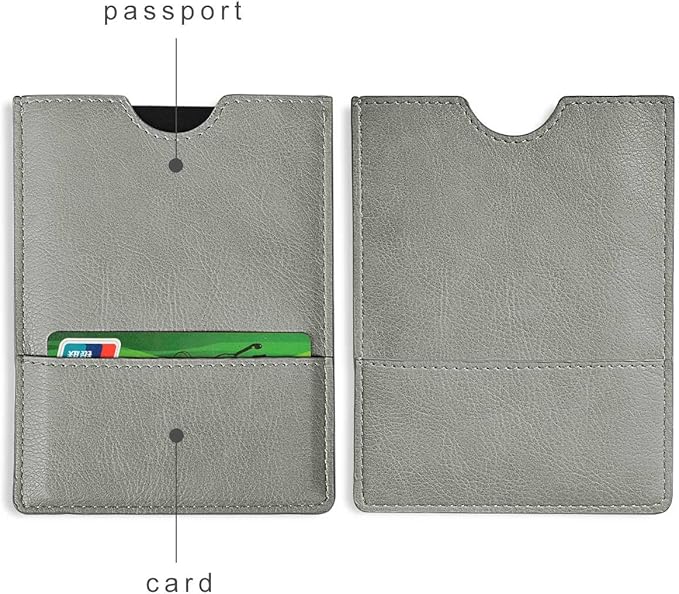 XEYOU Passport Holder Cover - Ultra Slim Premium Vegan Leather Travel Wallet Case Cover (Grey)