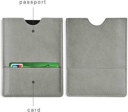 XEYOU Passport Holder Cover - Ultra Slim Premium Vegan Leather Travel Wallet Case Cover (Grey)
