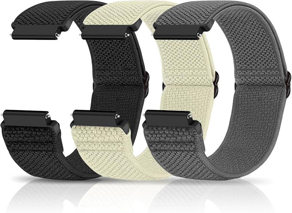 Compatible with 16mm 18mm 19mm 20mm 22mm 24mm Watch Bands Quick Release Replacement Wristband,Adjustable Stretchy Nylon Solo Loop Straps Fabric Braided Sport Elastic Bands for Men Women