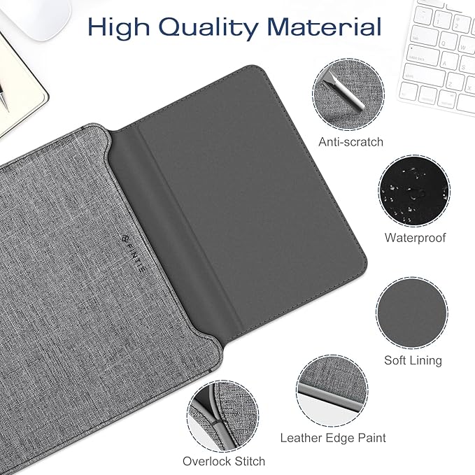 Fintie Sleeve Case for MacBook Air 13.6 A3449 A3240 A3113 A2681, Pro 14 A3427 A3426 A3434 A3401 A3185 A3112 A2992 A2918 A2779 A2442, MacBook Pro/Air/Neo 13 - Slim Bag Cover with Stand, Gray/Black