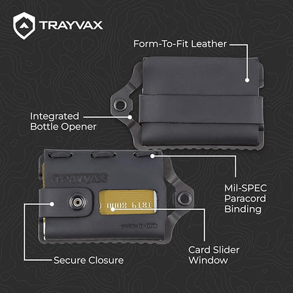 Trayvax Element Wallet, RFID Front Pocket Credit Card Holder with Money Clip, Minimalist Slim Leather Metal Wallet for Men and Women