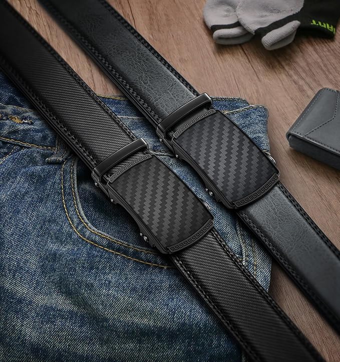BULLIANT Men Belts 2 Pack,Ratchet Sliding Belt Adjustable For Gift Mens Dress Casual 1 3/8",Cut for Fit