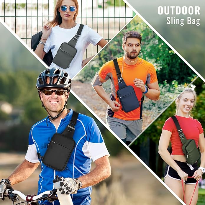 BROADREAM Mini Sling Bag for Men Women Small Crossbody Backpack Shoulder Bags with RFID & Waterproof for Hiking Trave Running