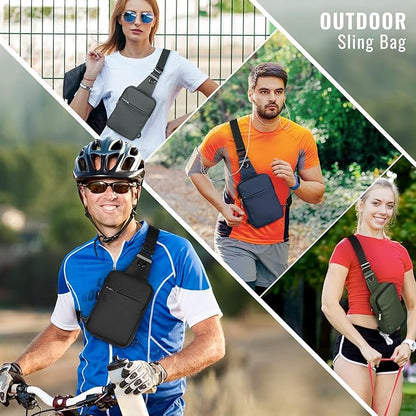 BROADREAM Mini Sling Bag for Men Women Small Crossbody Backpack Shoulder Bags with RFID & Waterproof for Hiking Trave Running