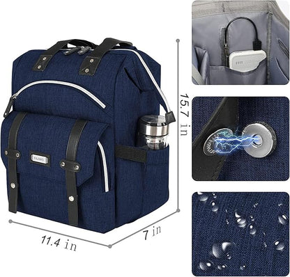 FALANKO Laptop Backpack for Women, Doctor Teacher Work Bookbag College Shoulder Bag with RFID Anti-theft, Nurse Travel Business Bag for Men Women Fit 15.6 Inch Computer