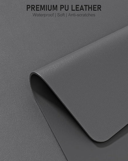 Desk Pad, 23.6" x 13.8" PU Leather Non-Slip Desk Mat Large Mouse Pad for Desktop, Waterproof Laptop Computer Writing Mat for Office, Home, Work, Gaming, Space Gray