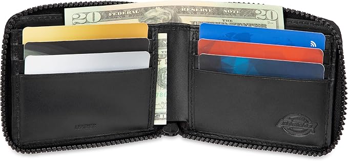 Dickies Men's RFID Everyday Leather Bifold Chain Wallet Black