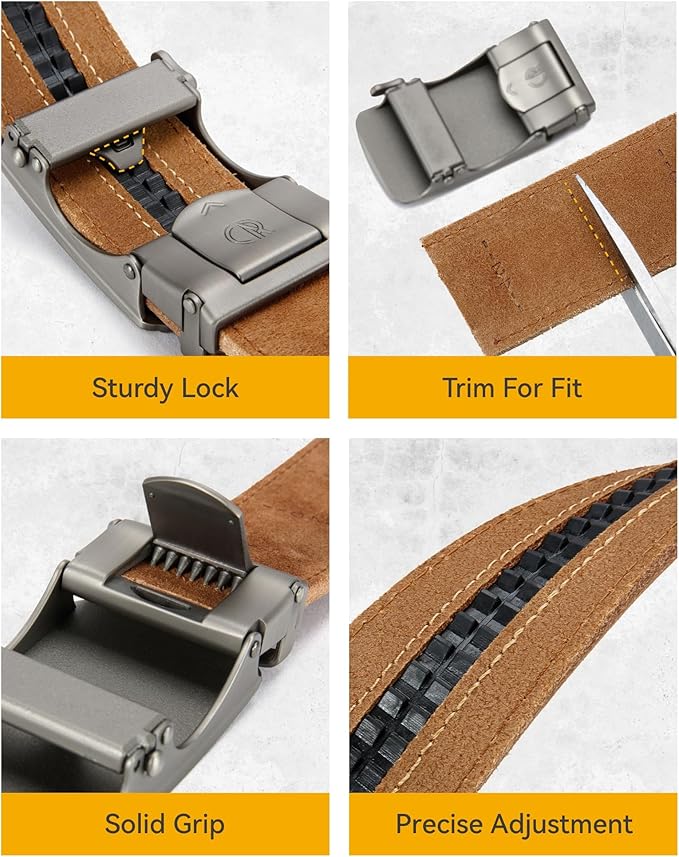 CHAOREN Ratchet Belts for Men - 1.5" Mens Belt Genuine Leather for Causual Jeans - Customizable Style, Versatile Fit