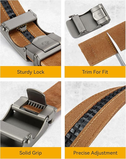 CHAOREN Ratchet Belts for Men - 1.5" Mens Belt Genuine Leather for Causual Jeans - Customizable Style, Versatile Fit