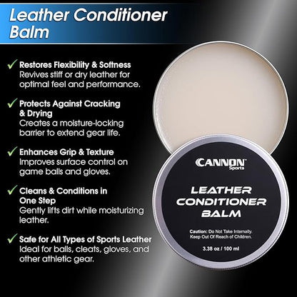 Cannon Sports Leather Conditioner | Baseball Glove Conditioner | Football Leather Care | Softens, Protects & Restores All Leather Sports Gear | Prevents Cracking & Drying